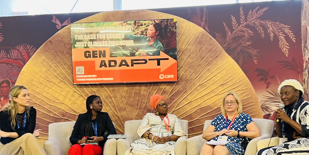 Powerful voices today at this #GenAdapt event: @liane_boell, Titi Gbemisola Akosa, @EyramAkrumah and @MokoenaNdivile .My key takeaway:there should be data on how much finance is reaching women at local level. If you don’t know how much there is you cannot apply accountability!