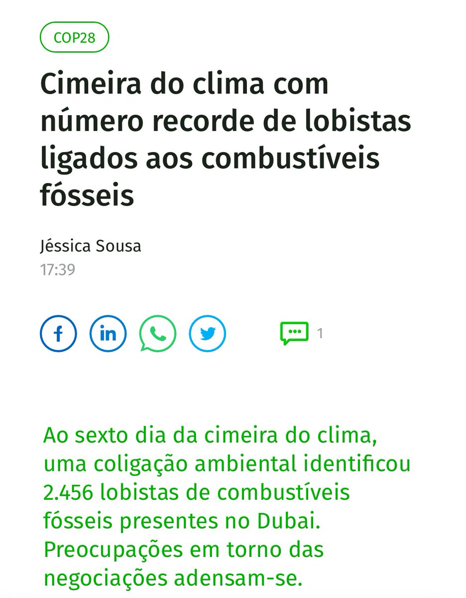 Dos cerca de 10 mil participantes na #COP28 , um quarto (!) são lobistas de combustíveis fósseis. 

Vamos desaparecer pela nossa estupidez e ganância.