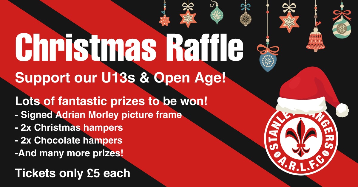 Stanley Rangers Open Age and our U13s are having a joint Xmas raffle. Tickets are only £5. If anyone would like a ticket just let me know!