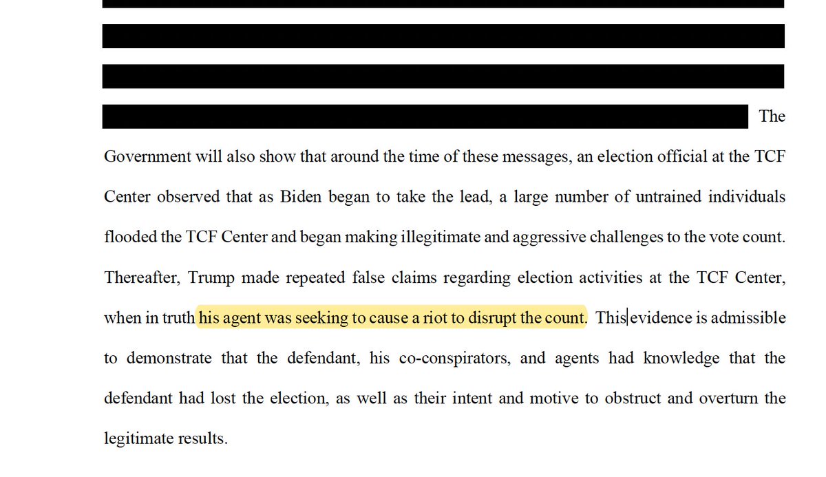 Special Counsel Smith to present evidence at trial that Trump co-conspirator 'encouraged rioting ... when he learned that the vote count was trending in favor of the defendant’s opponent' in Michigan. '[H]is agent was seeking to cause a riot to disrupt the count.'