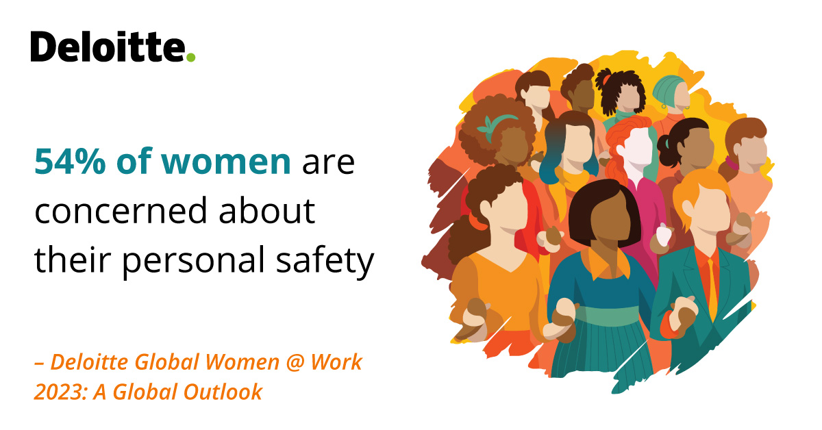 With 54% of women in workplaces around the world saying that they are concerned with their personal safety, it’s imperative that we take action to prevent this violence and advance #GenderEquity. <a href="/UN_Women/">UN Women</a> <a href="/Deloitte/">Deloitte</a> #16Days #NoExcuse deloitte.com/cbc/en/about/p…