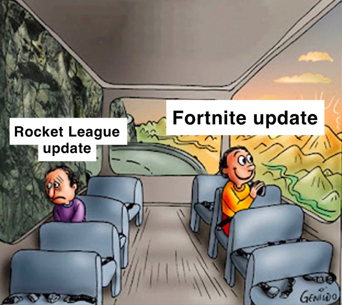 cizzorz's tweet photo. Fortnite Vs. Rocket League https://t.co/bYMdKXuhTm