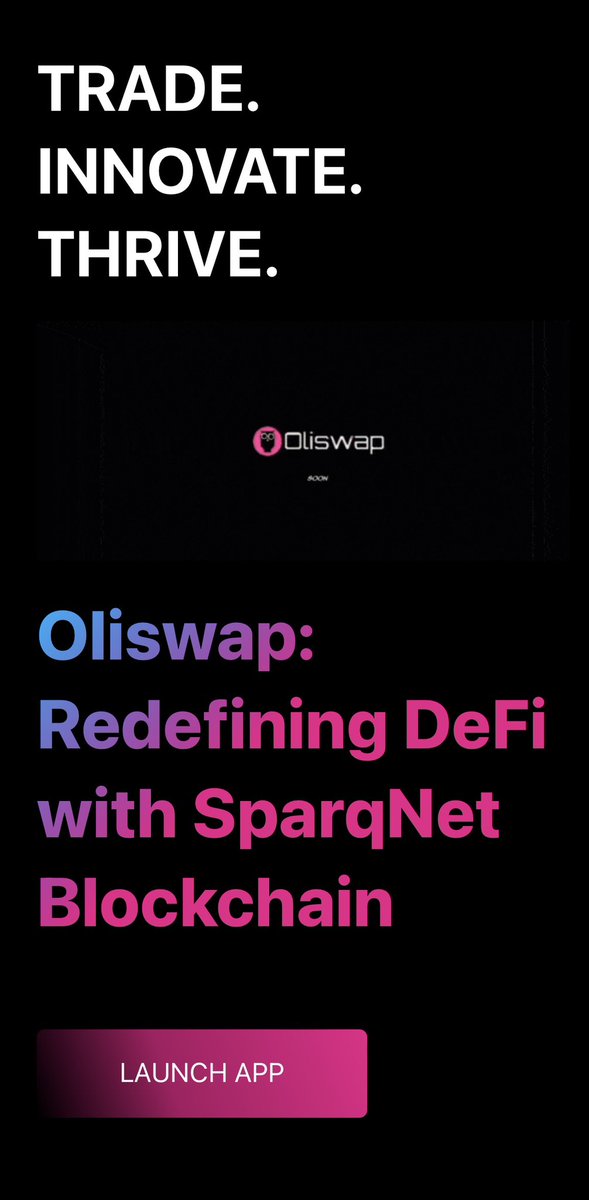 oliswap's tweet photo. 🚀 Oliswap: Redefining Decentralized Trading with Unmatched Innovations.

🎉 Website Back Online: Oliswap is thrilled to announce the return of its website after undergoing maintenance and a full redesign. Discover the enhanced user experience, explore the new features, and dive into the future of decentralized trading.

Stay updated with Oliswap's journey by visiting the website  https://t.co/dLQqT7FruU and joining the vibrant community. Unleash the power of decentralized trading with Oliswap and experience innovation like never before.

#Oliswap #CryptoDEX #DecentralizedTrading #UnprecedentedPossibilities #LiquidityProviders #Launchpad #SmartContractAuditor #WebsiteRedesign