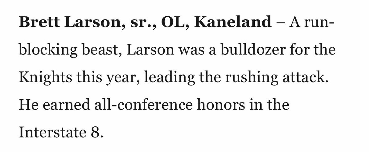 Proud to be named to the Daily Chronicle All Area First Team! @CoachTShields @KanelandFB @CoachSaboFIST @FISTFootball