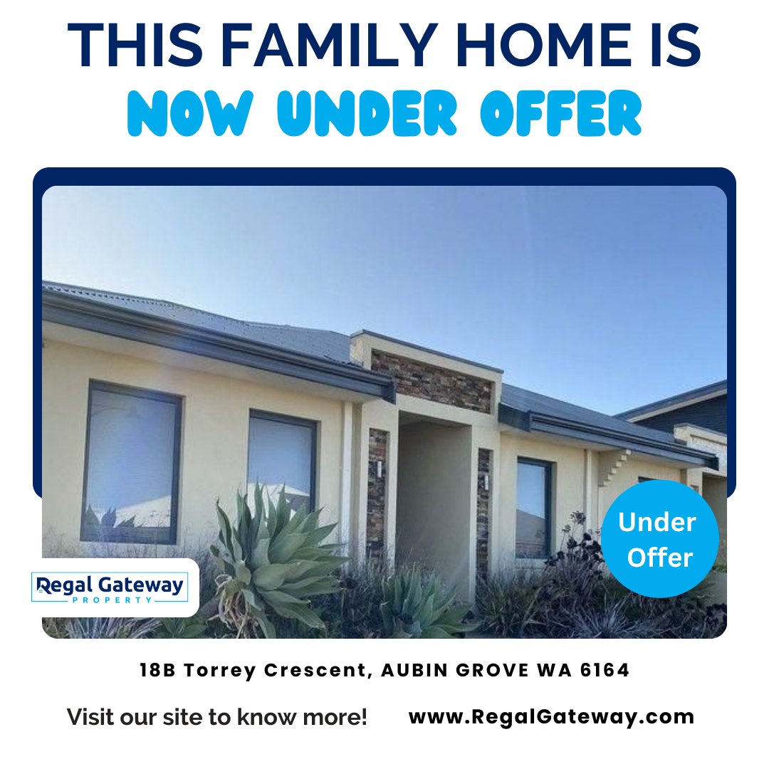 The Perfect family home at 18B Torrey Crescent, Aubin Grove, a charming home with modern amenities and serene surroundings, has been snatched up!

Stay tuned for more exclusive listings 

#westernaus #westernaustralian #realestateexperts #realestateagentlifestyle #perthproperty