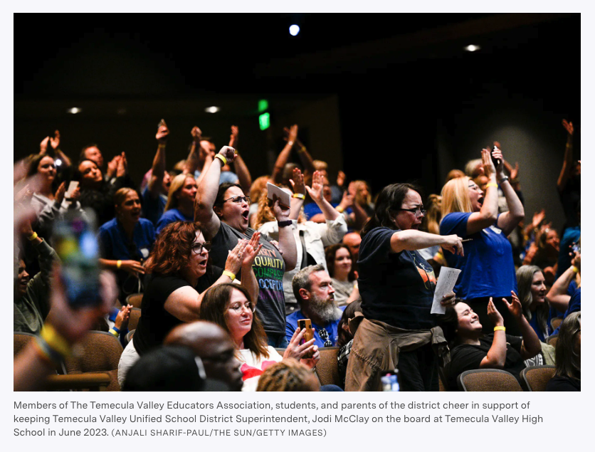 onetvpac's tweet photo. Three school board members moved this California district to the far right. Women lead the effort to recall them.
Read: https://t.co/CnPNTloI6G
https://t.co/0iTmmgAI7C
#RecallAll3
#RecallKomrosky
#RecallGonzalez
#RecallWiersma
#TVUSD #1tvpac #OneTemeculaValleyPAC #Temecula https://t.co/J1RusV6igC