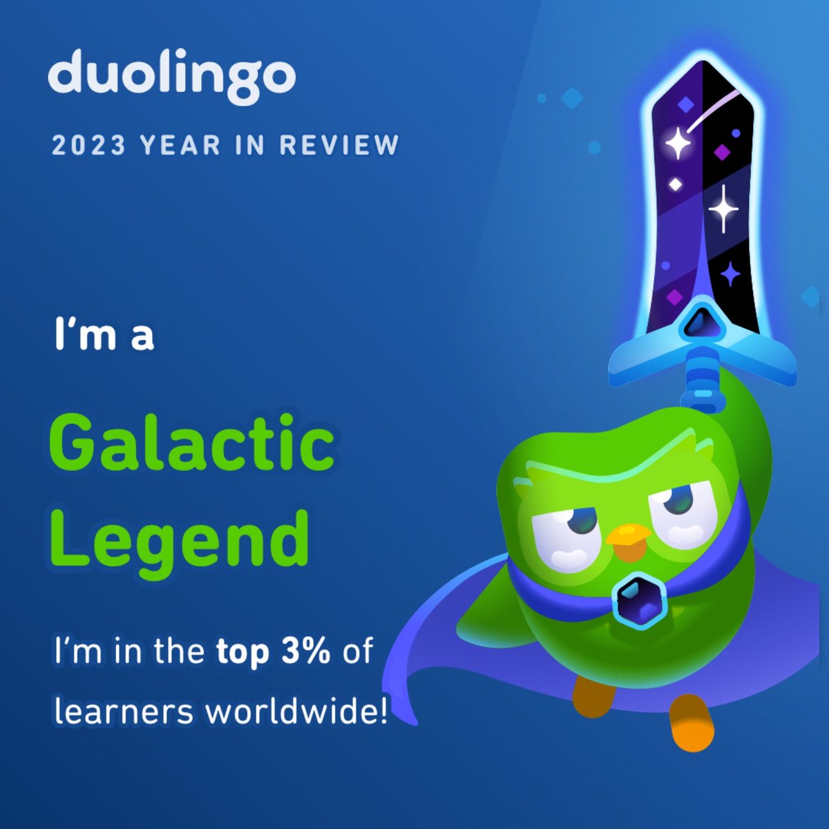 GoodHumorWasted's tweet photo. I’m a Galactic Legend! What’s your Duolingo learner style? #Duolingo365 https://t.co/PbkRRexY5r