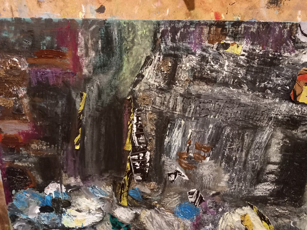 Gardening_Fairy's tweet photo. #acrylics #textural #absrraxtion #artistic: pouring sand from my hand onto medium. https://t.co/71teWQ3rTb