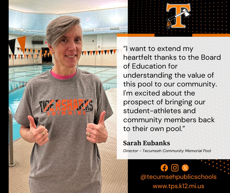 tecumsehschools's tweet image. It's good to be back. #reopened

Tecumseh Community Pool | Tecumseh Tigersharks

Pool Schedule ⤵
tinyurl.com/hm68kdu4