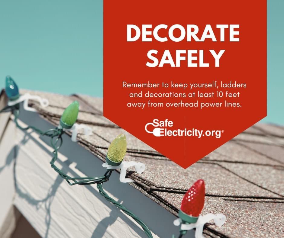 Getting on a ladder to decorate? Remember to look up and look out for overhead power lines: ow.ly/tl7N50GcZW8 #SafeElectricity