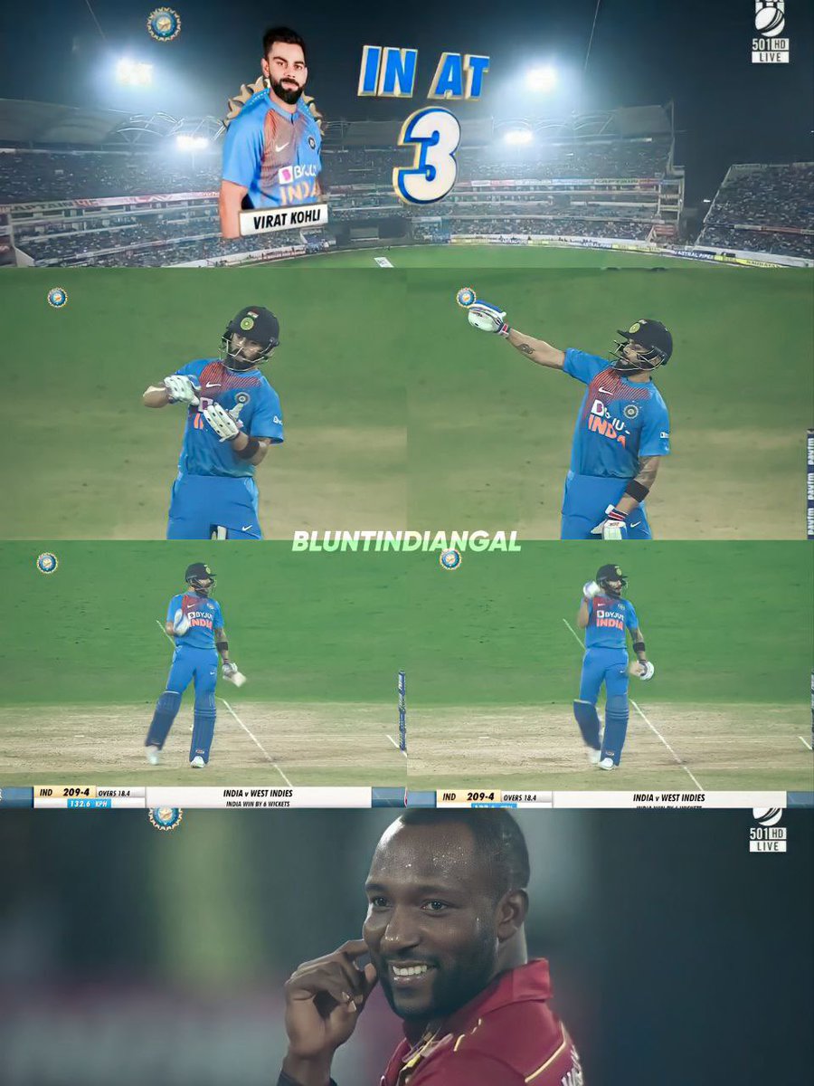 BluntIndianGal's tweet photo. On this day in 2019, Virat Kohli scored 94*(50) while chasing 207 and gave back Kesrick Williams in his own style🔥🥁 https://t.co/3cMH4wpTHd