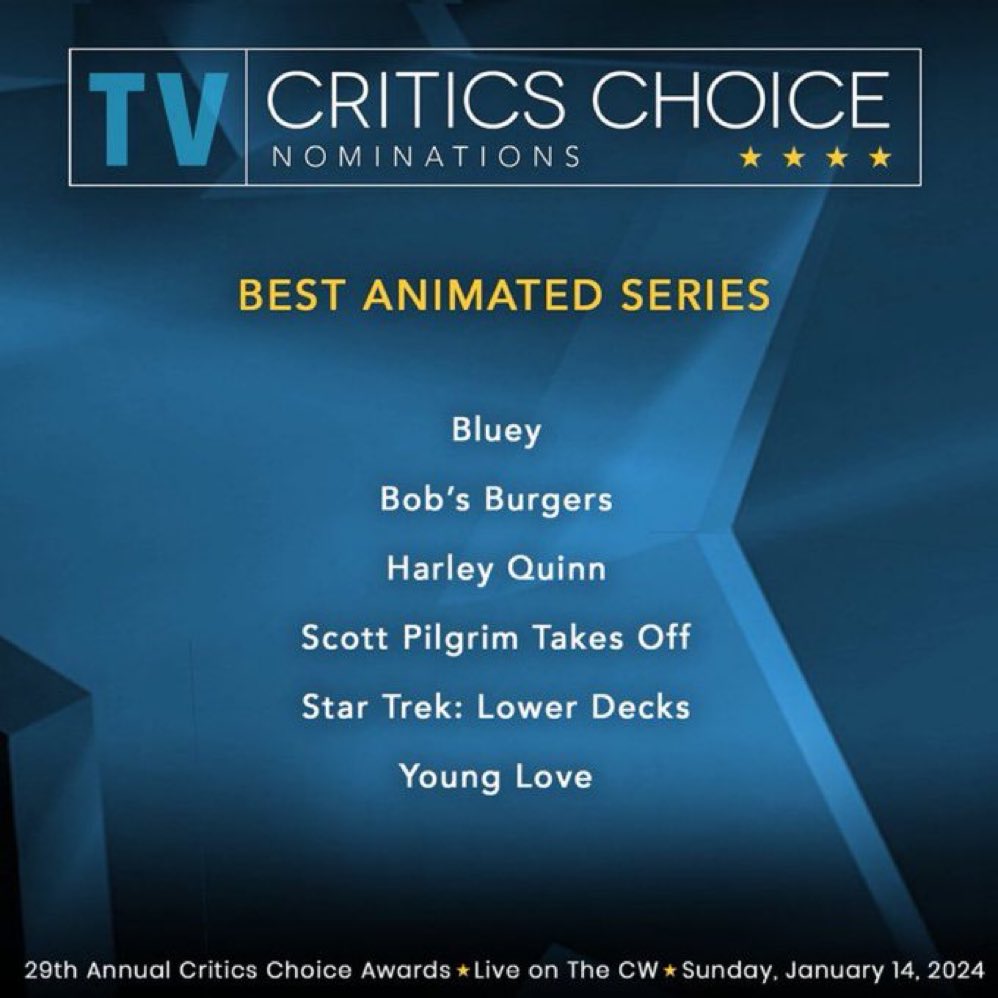 Congrats to all the Best Animated Series <a href="/CriticsChoice/">Critics Choice Awards</a> nominees, except <a href="/MikeMcMahanTM/">Mike McMahan</a>, my mortal enemy.
