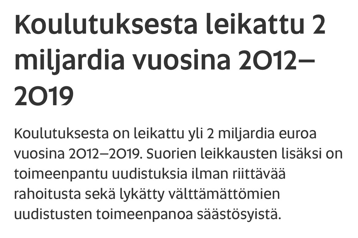 Taustalla on varmasti monia tekijöitä, mutta PISA-tulokset kertovat nyt ainakin sen, että koulutuksesta ei kannattaisi leikata.

 oaj.fi/politiikassa/k…

#Pisa2023