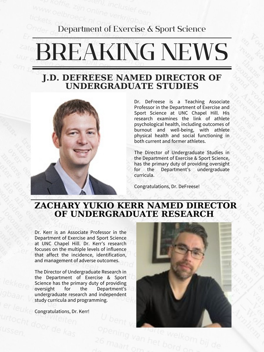 Congratulations Drs. Kerr &amp; DeFreese! exss.unc.edu/faculty-staff/… exss.unc.edu/faculty-staff/…