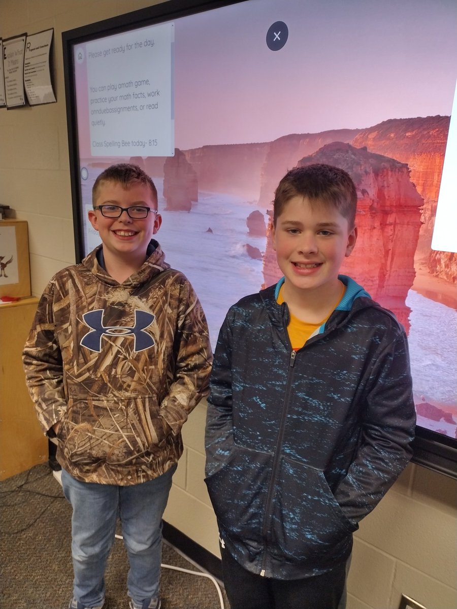These 2 Roadrunners will represent our 5th grade homeroom in the school wide spelling bee. Very proud of them! 
<a href="/HumbleISD_HHE/">Hidden Hollow Elementary</a>