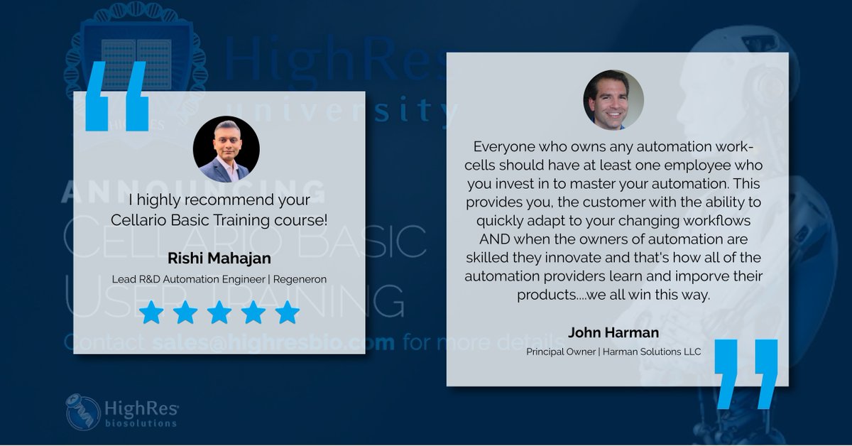 HighResBio's tweet image. 2 courses are left for the year! Have you registered yet? This is the perfect time to take this course so you can set everything up for success in the new year, but don’t take our word for it. Register at sales@highresbio.com #labsoftware #labautomation #softwaretraining