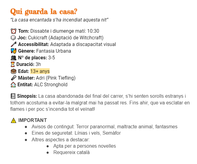 ALC_Stronghold's tweet photo. Aquestes són les partides de #roljuvenil que portem a les @ayudarjugando! #AnellUnic2e, #Witchcraft i #CrashPandas! Si busques partides disteses, ideals per iniciar-se al rol i amb molt d'humor... a què esperes?
Inscriu-te ja a https://t.co/U4Hc8wTh23
#rol #rolbarcelona https://t.co/snzUzVmDdO