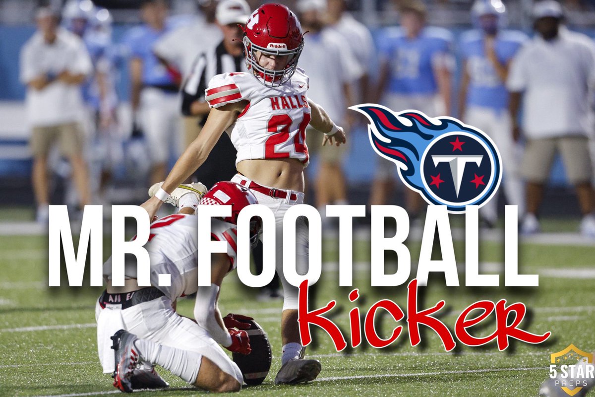 5Star Preps (@5starpreps) on Twitter photo 2023 Tennessee Titans Mr. Football KICKER is…
Owen Taylor, Halls HS.
He is Halls’ second Mr. Football Kicker, joining Ian O’Connor (2002).
<a href="/HallsHighSports/">Halls High Athletics</a> <a href="/CoachHughes56/">Brent Hughes</a> 2023 Tennessee Titans Mr. Football KICKER is…
Owen Taylor, Halls HS.
He is Halls’ second Mr. Football Kicker, joining Ian O’Connor (2002).
<a href="/HallsHighSports/">Halls High Athletics</a> <a href="/CoachHughes56/">Brent Hughes</a>