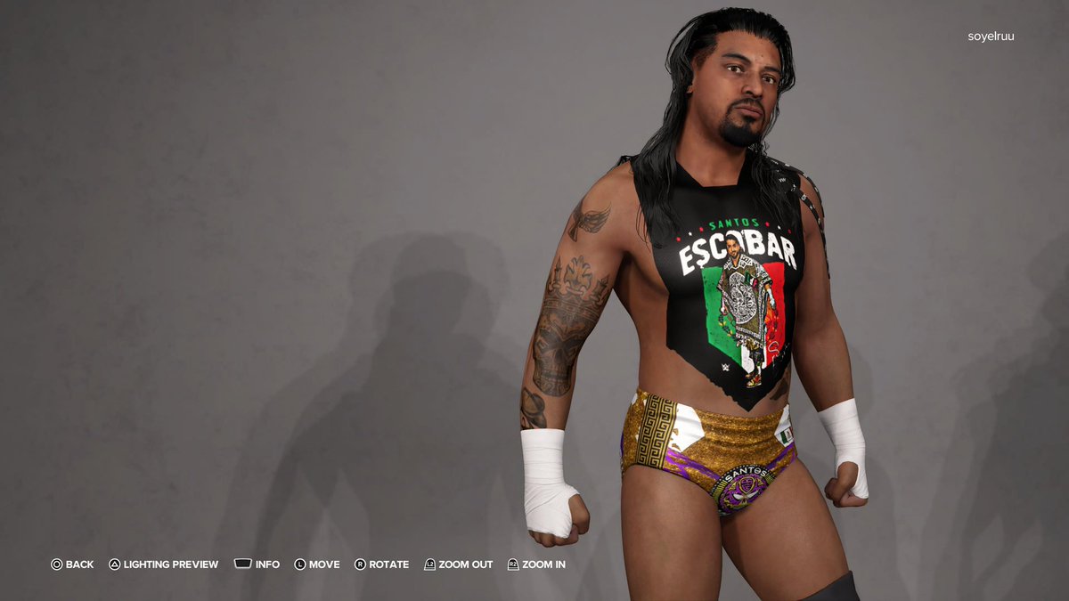 SANTOS ESCOBAR 23

Is up NOW on #WWE2K23 CC
Tags: SantosEscobar, #SmackDown  , soyelruu

Updates: 
Facial hair, beard. 

Could be set as ALT Attire which includes: ERRRRTHANG!   

NO DLC NEEDED

Enjoy🎮