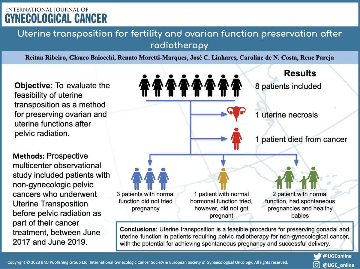 #LeadArticle #UterineTransposition for fertility & ovarian function preservation after radiotherapy @reitanribeiro @glaucobaiocchi @RParejaGineOnco 💻 bit.ly/4a6HaPV @pedroramirezMD @HsuMd @JayrajAarthi @AndreFernandes2 @IGCSociety @ESGO_society @OncoAlert @IJGCfellows