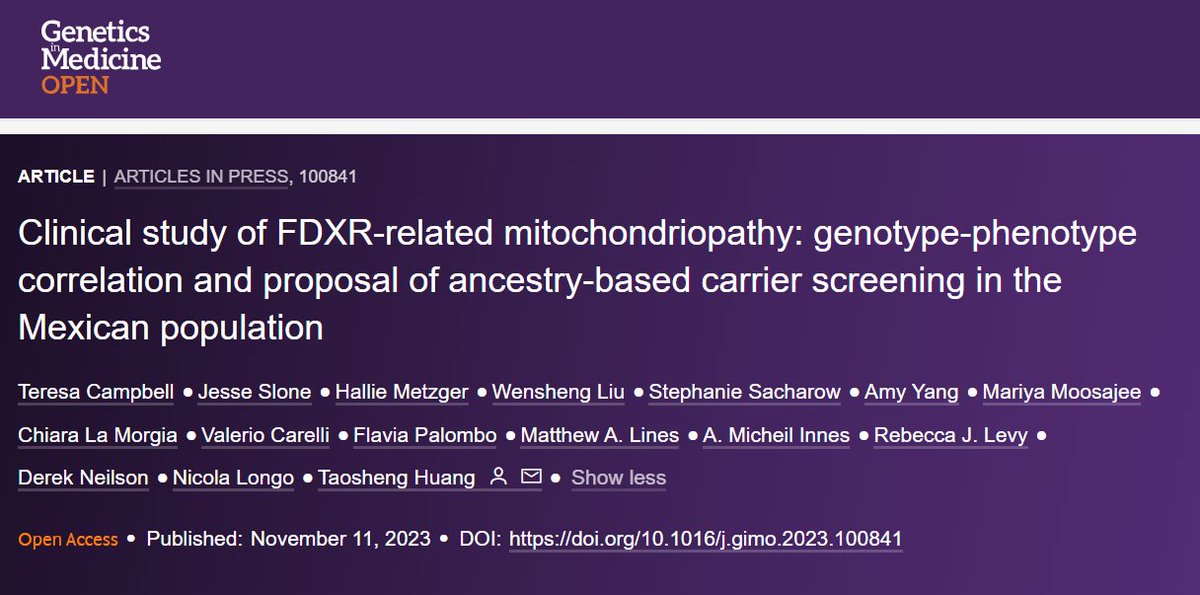 GIMJournal's tweet photo. Natural history study of ferredoxin reductase related mitochondriopathy (FRM) reveals that a hotspot variant in the #FDXR gene is frequently found in the Mexican population https://t.co/nTpge3g9Dq #GIMOpen #FerredoxinReductase #AdrenodoxinReductase #CarrierScreening #Mexico https://t.co/ApYbtrUTTp