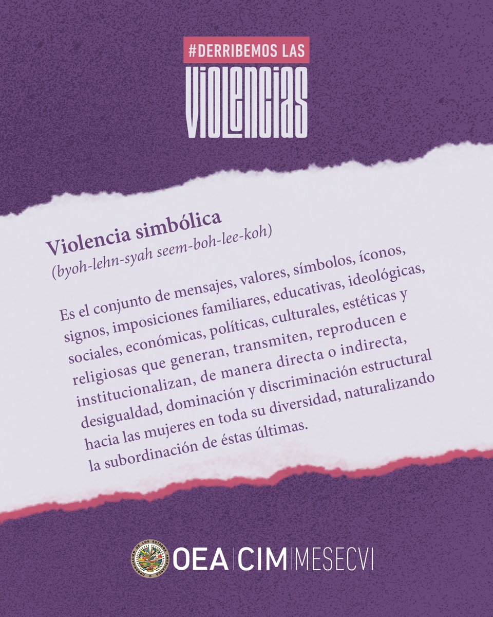 CIMOEA's tweet photo. ✖️La violencia simbólica alimenta otros tipos de violencia contra las mujeres por razones de género, como la física, psicológica, sexual, económica, patrimonial y feminicida.

⤵️ https://t.co/G0iWKBHKiL