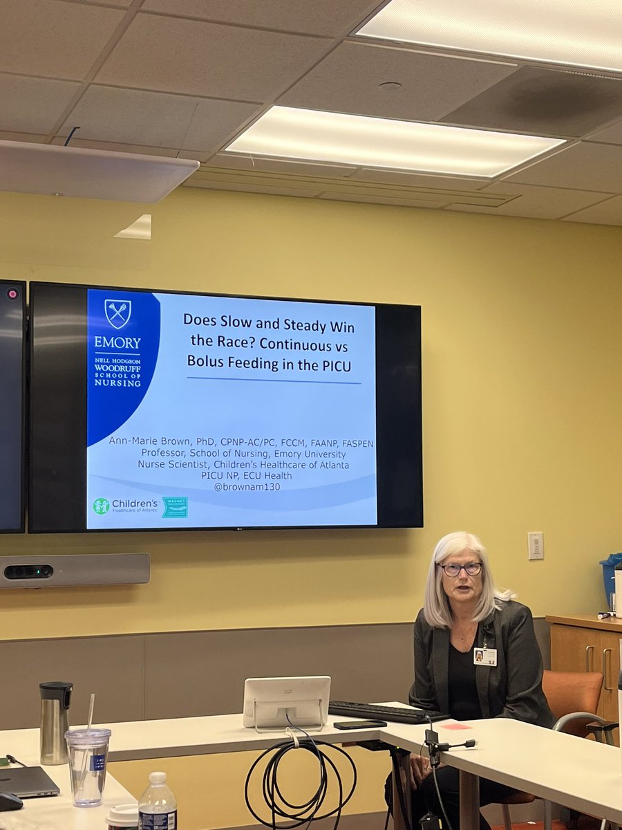 Always wonderful learning from @brownam130 and her expertise on #PICUnutrition in the #PedsICU. 
Innovation in Continuous vs. Bolus feeds in critically ill children.