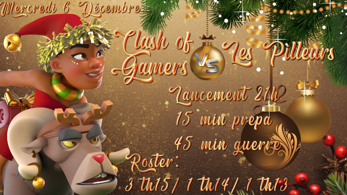 Mercredi 6/11 
[FR] CLASH OF GAMERS VS LES PILLEURS ! 
Guerre amicale clash of clans 
Live sur little_ls1 sur twitch à 20h55 !
Venez nombreux ! 🔥❄️ #clashofclans  #twitch 

twitch.tv/little_ls1