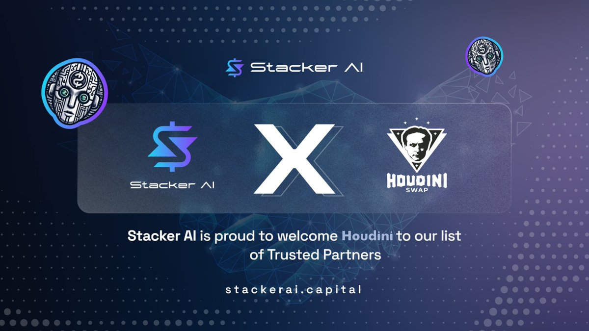 StackerAI ⧫ (@stackeraierc) on Twitter photo $STACK is thrilled to announce a strategic partnership with <a href="/HoudiniSwap/">Houdini Swap</a>
#HOUDINI is a privacy tool and infrastructure layer that enables private cross chain transactions.
$STACK will be integrating a widget into our dashboard to allow for anonymous withdrawal of funds. $STACK is thrilled to announce a strategic partnership with <a href="/HoudiniSwap/">Houdini Swap</a>
#HOUDINI is a privacy tool and infrastructure layer that enables private cross chain transactions.
$STACK will be integrating a widget into our dashboard to allow for anonymous withdrawal of funds.