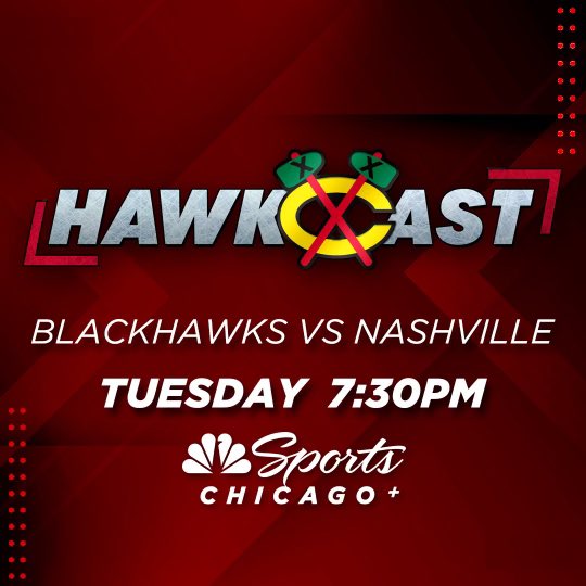 For tonight’s game myself and @CRoumeliotis will be hosting the first ever HawksCast! Lots of awesome guests lined up while we breakdown tonight’s #Blackhawks vs #Preds game! Tune in at 7:30pm on @NBCSChicago