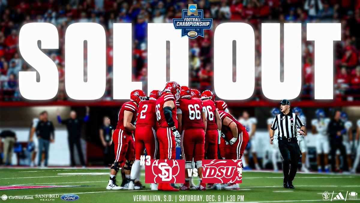 All available tickets to Saturday's quarterfinal game vs. NDSU have 𝙨𝙤𝙡𝙙 𝙤𝙪𝙩.

Any unclaimed season ticket seats will be made available Thursday at noon at GoYotes.com/Tickets.