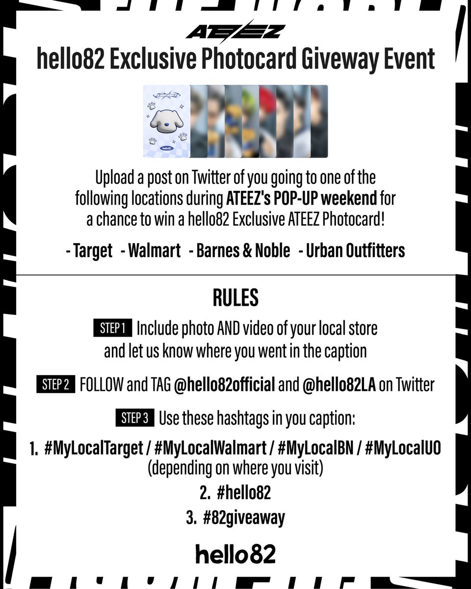hello82official's tweet image. 📢 ATEEZ - THE WORLD EP.FIN : WILL #MyLocal Twitter Event

ENTRY PERIOD 5 DAYS REMAINING

The time is ALMOST OVER ATINY! Don&apos;t miss this chance to get BOTH:
✅ OT8 hello82 Exclusive Photocard set
✅ OT8 SIGNED ATEEZ [THE WORLD EP.FIN : WILL] VINYLS

Signed VINYLS (color randomly…