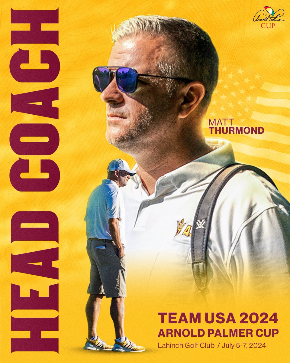 Make sure to follow the @ArnoldPalmerCup as @MattThurmond 🌪️ has just been selected to coach Team USA 🇺🇸 

The match will take place on July 5-7 at @LahinchGolfClub ☘️ and will consist of the twelve top American college players vs the twelve best Internationals.

Congratulations