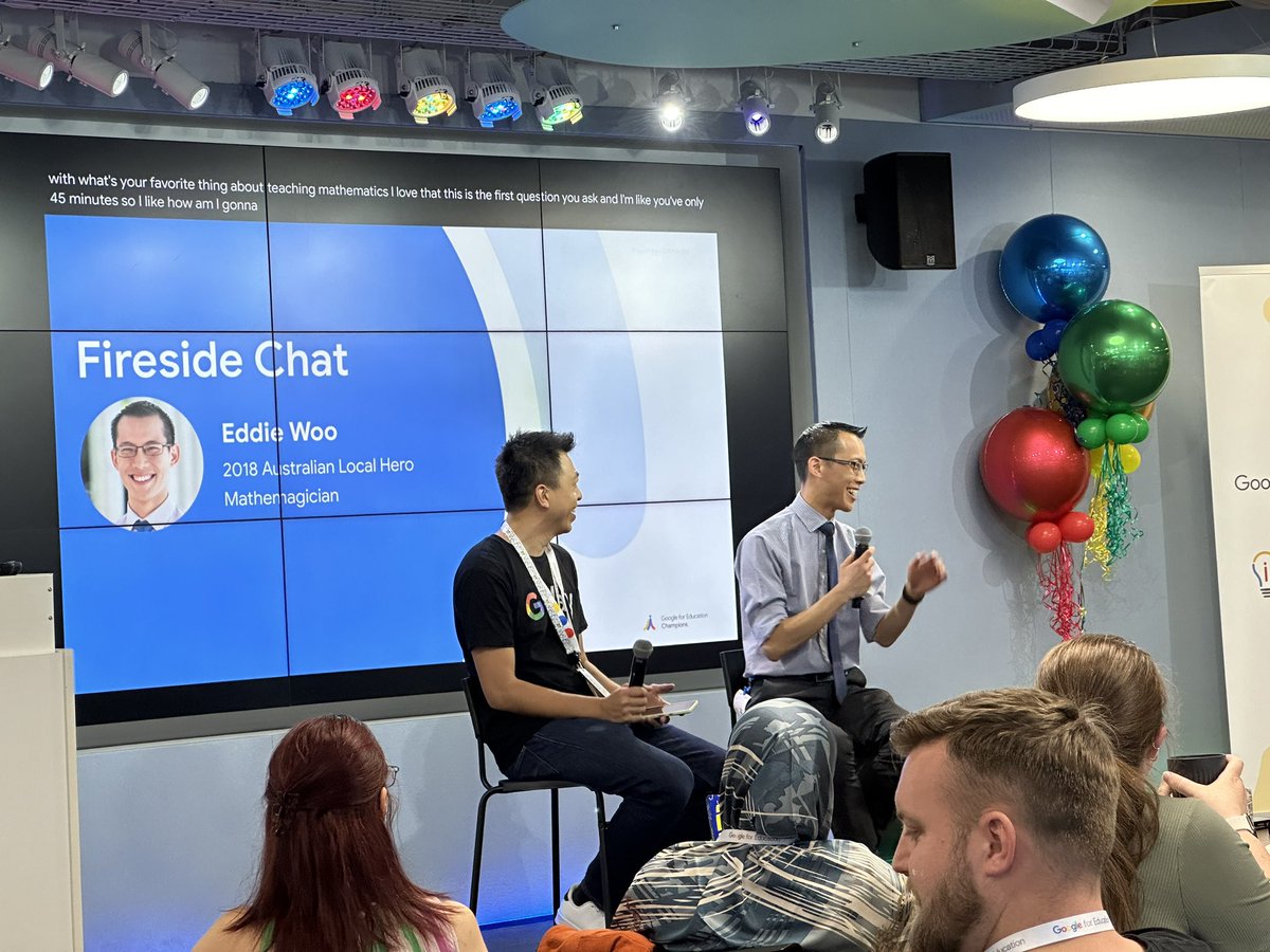 Can you believe it!! We are so excited to have Eddie Woo sit with us for Q&A 

@GoogleForEdu @GoogleEC 
@GoogleEI 
@GoogleET
@GlobalGEG
#GoogleChampions 
#SYD19