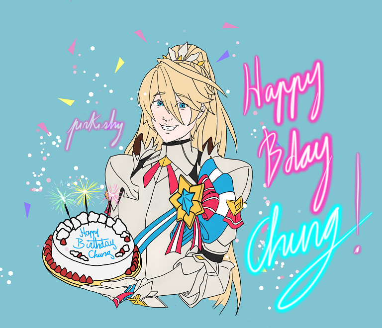 PinkishySFW's tweet photo. Happy bday, Chung!! #elsword_FA 
Yay! I'm still in time! (11:45pm here)
🥳🥳🥳💗💗💗
(He's my comfort character 🥰)

P.S. Pretty flat coloring, but I'm still slowly getting back to drawing again 🥺 For now, this is what I can do https://t.co/B9ELWIVba6