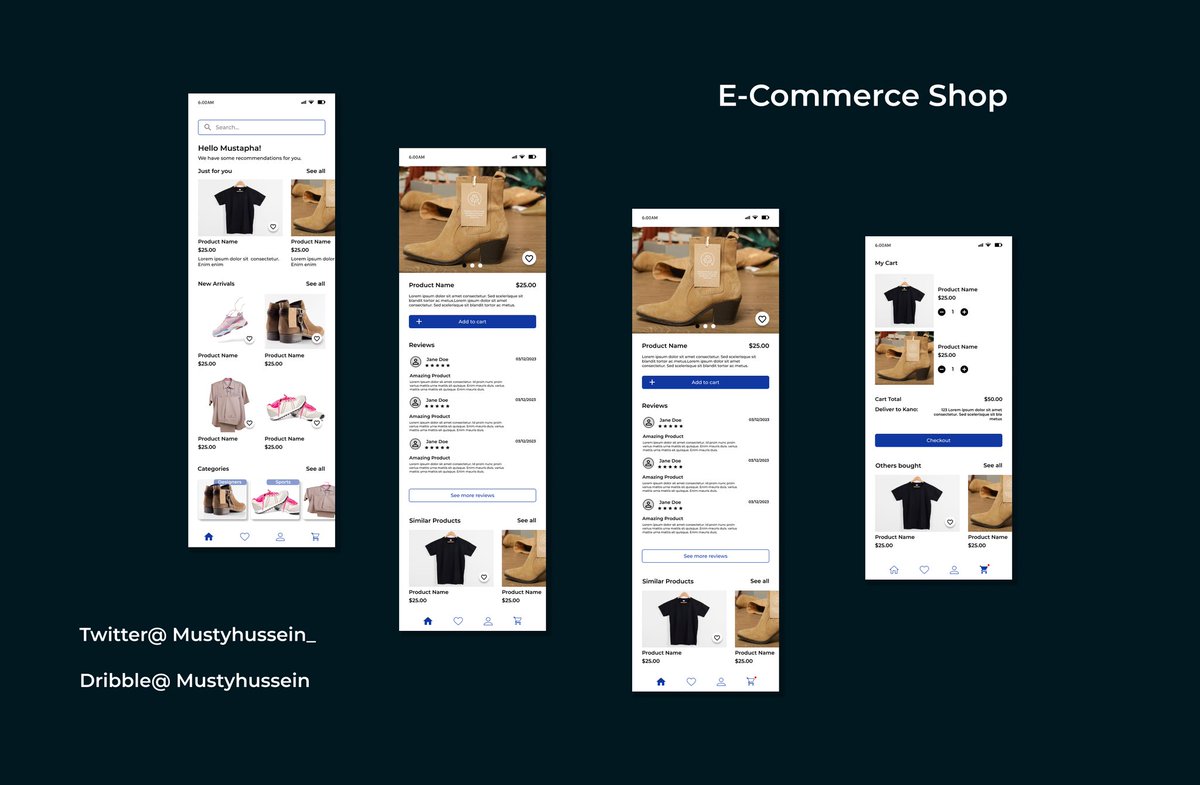 Excited to share a sneak peek of my latest project – a sleek and user-friendly UI design for an e-commerce shop! 💻🛍️ 
#DailyUi  - Day 12
#55DaysOfGrowth  - Day 25
#UIDesign