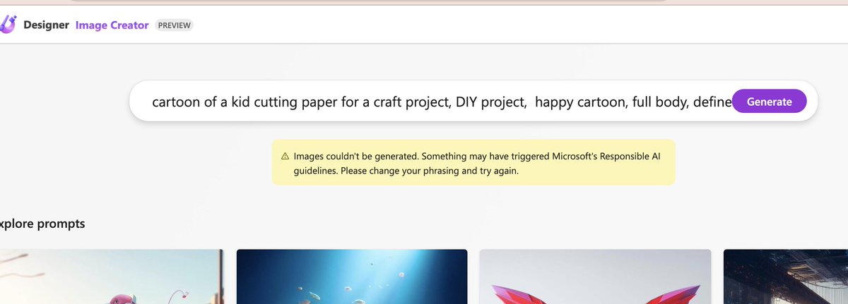 IprofEvo's tweet photo. @MicrosoftEdge Can your AI be less stupid? omg I just need to make a flashcard for my students with the verb "cut", and apparently your AI is so lazy can't distinguish between a happy cartoon for an ESL flashcard and a self-harm https://t.co/IwAovwdMnQ