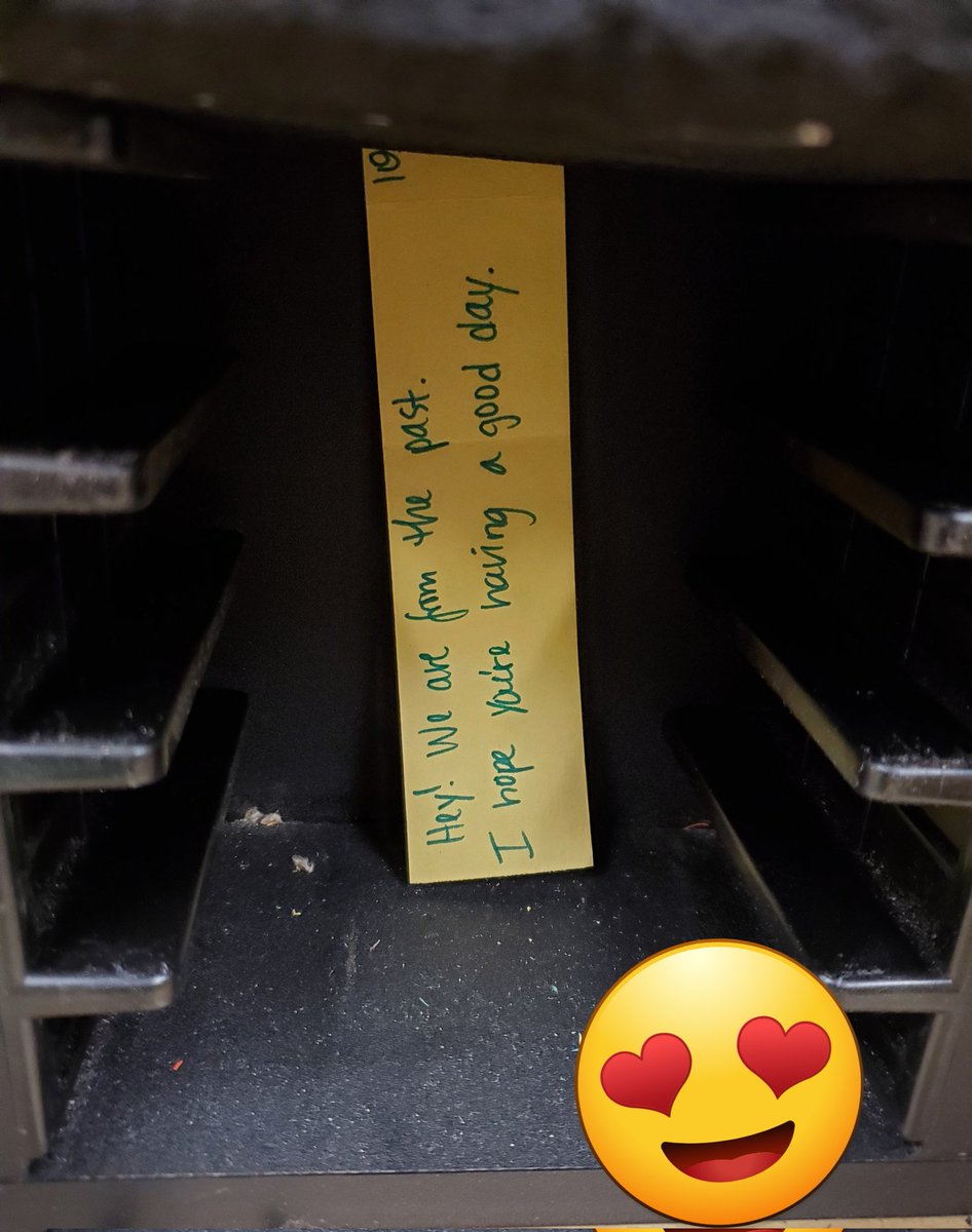 SURPRISE!!!! 😍
I received a message from the past today. When I was using the Ellison letter machine <a href="/ForestdaleES/">Forestdale ES</a>.
I found this message. It really made my day 🥰
<a href="/Falcon_Cunneen/">Jenny Cunneen (she/her/hers)</a> 
<a href="/DrLTate/">Dr. LaDonna Tate (she/her/hers)</a> 
<a href="/Falcon_Clement1/">Michaela Clement (she/her/hers)</a> 
@Falcon_Jensen 
<a href="/Falcon_Criss/">Erin Criss (she/her/hers)</a> 
<a href="/TheDalePE/">Kenan Brod (She/Her)</a>