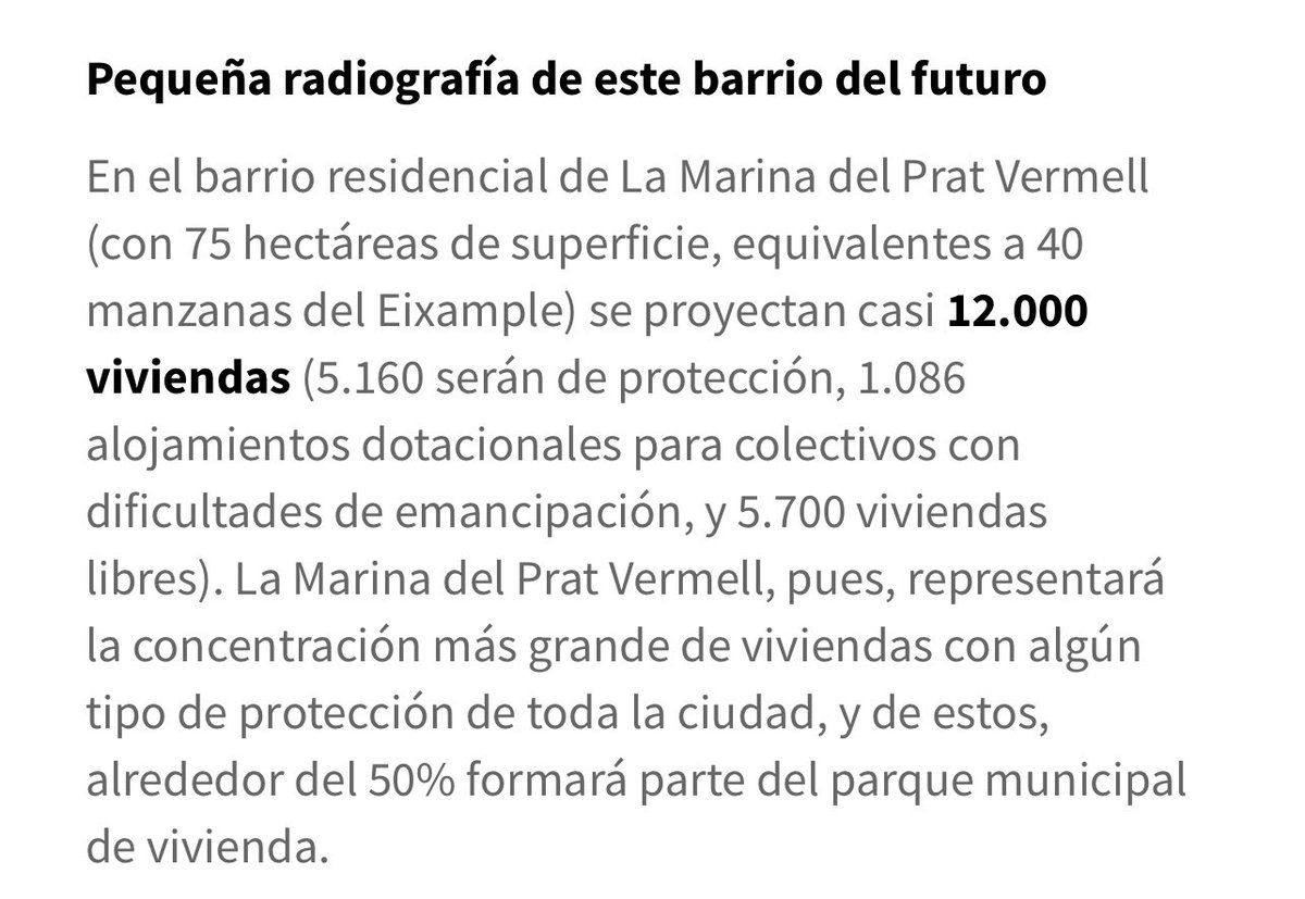 pauboschd's tweet photo. @perearagones @Fira_Barcelona @nataliamasguix @apartur @federatur @Fevitur @ATApartmentsgi @FomentTreball @jaumecollboni @estercapella @territoricat @PIMEC 2/2: A pocs metres de l’ampliació de @Fira_Barcelona que estàs pagant, just a la Marina del Prat Vermell📍tens més de 75 Hectàrees (equivalents a més de 40 illes de l’Eixample) on hauries d’haver construit 12.000 habitatges de protecció però les obres segueixen sense finançament. https://t.co/XX9RbCLTgZ