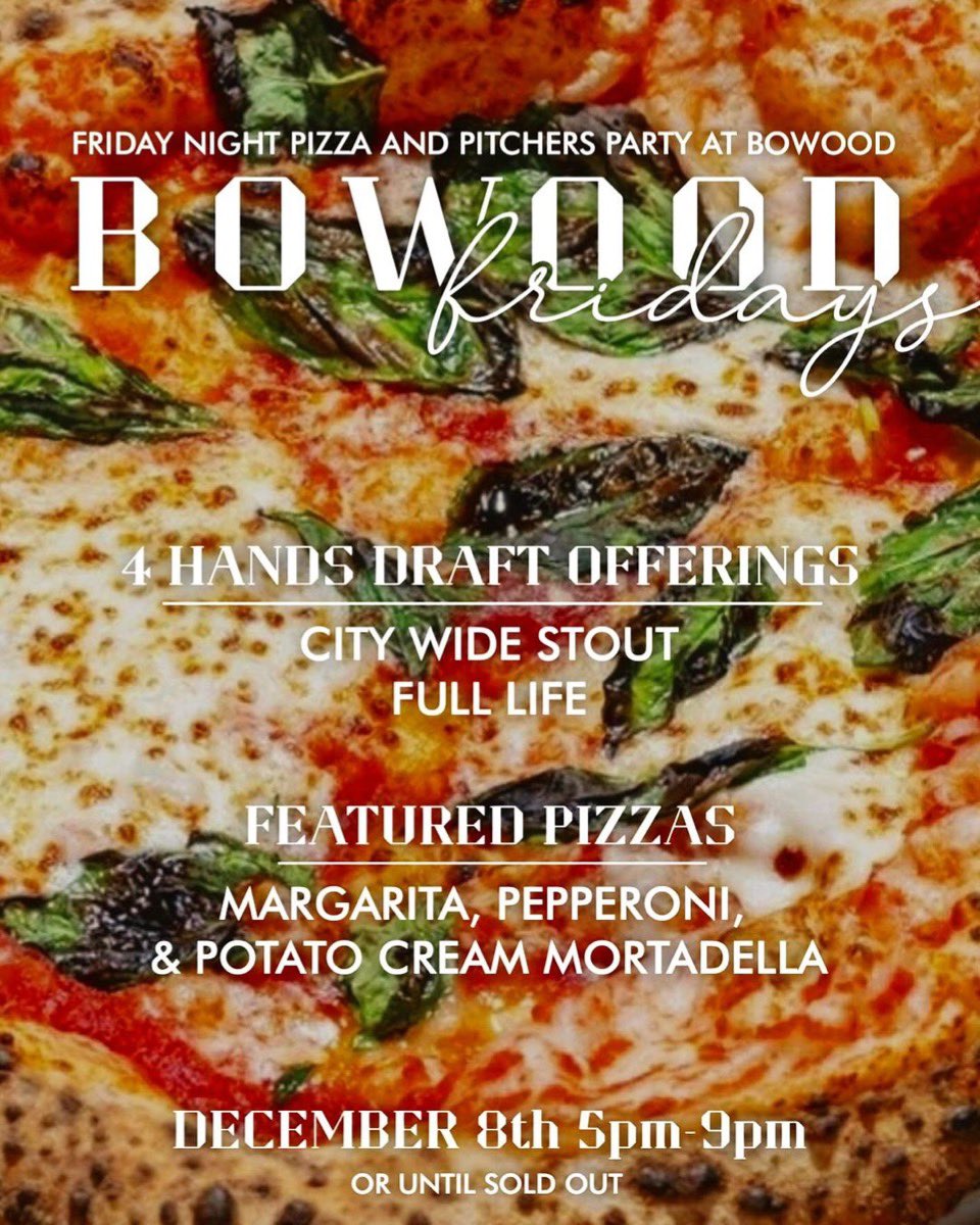🍕🍻 Attention, STL food peeps! Get ready for a spectacular Pizza &amp; Pitchers event featuring @4handsbrewingco and @bowoodbyniche this Friday December 8th! We're keepin' it cool and casual - no need for tickets, just swing by!
