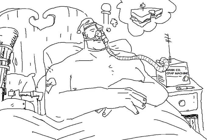 ko-fi request: "can you draw heavy and his cpap machine please heart emoji"