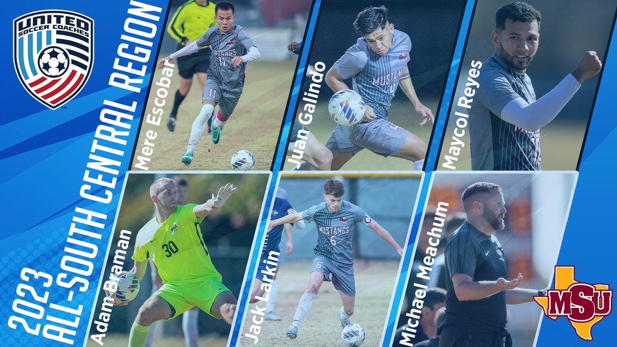 ⚽️ | Five players from <a href="/msutxfc/">@MSUTXFC</a> earned recognition on the 2023 United Soccer Coaches’ All-South Central Region team, and Michael Meachum was tabbed South Central Region Coach of the Year. #StangGang
bit.ly/416yQvF