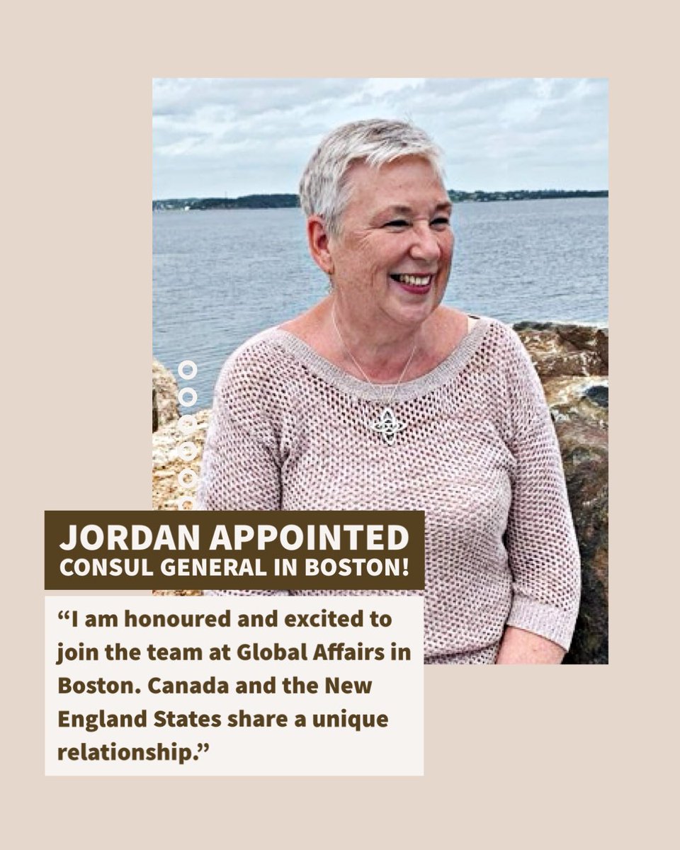 Bernadette Jordan, the former federal Minister of Fisheries and Oceans &amp; the CCG and former MP for South Shore/St. Margarets, has been appointed Canada’s Consul General to the US in Boston. 
#nspoli #cdnpoli <a href="/liberal_party/">Liberal Party</a> @BernJordanMP