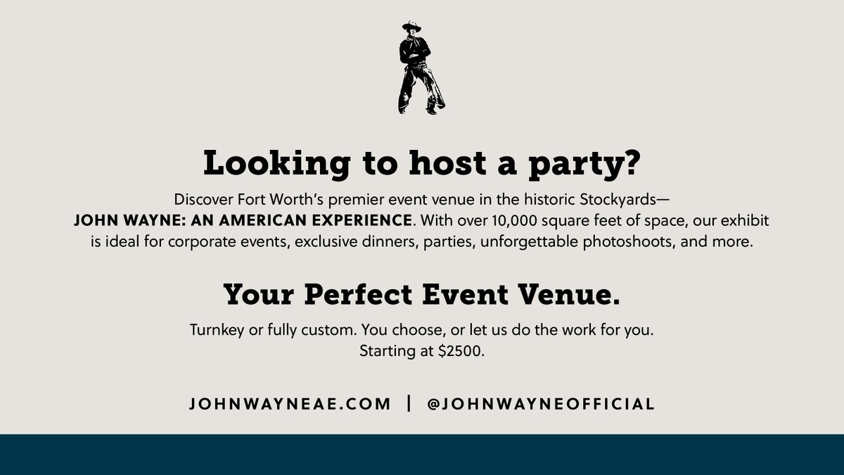 Looking to host a party? Visit johnwayneae.com to book with us!