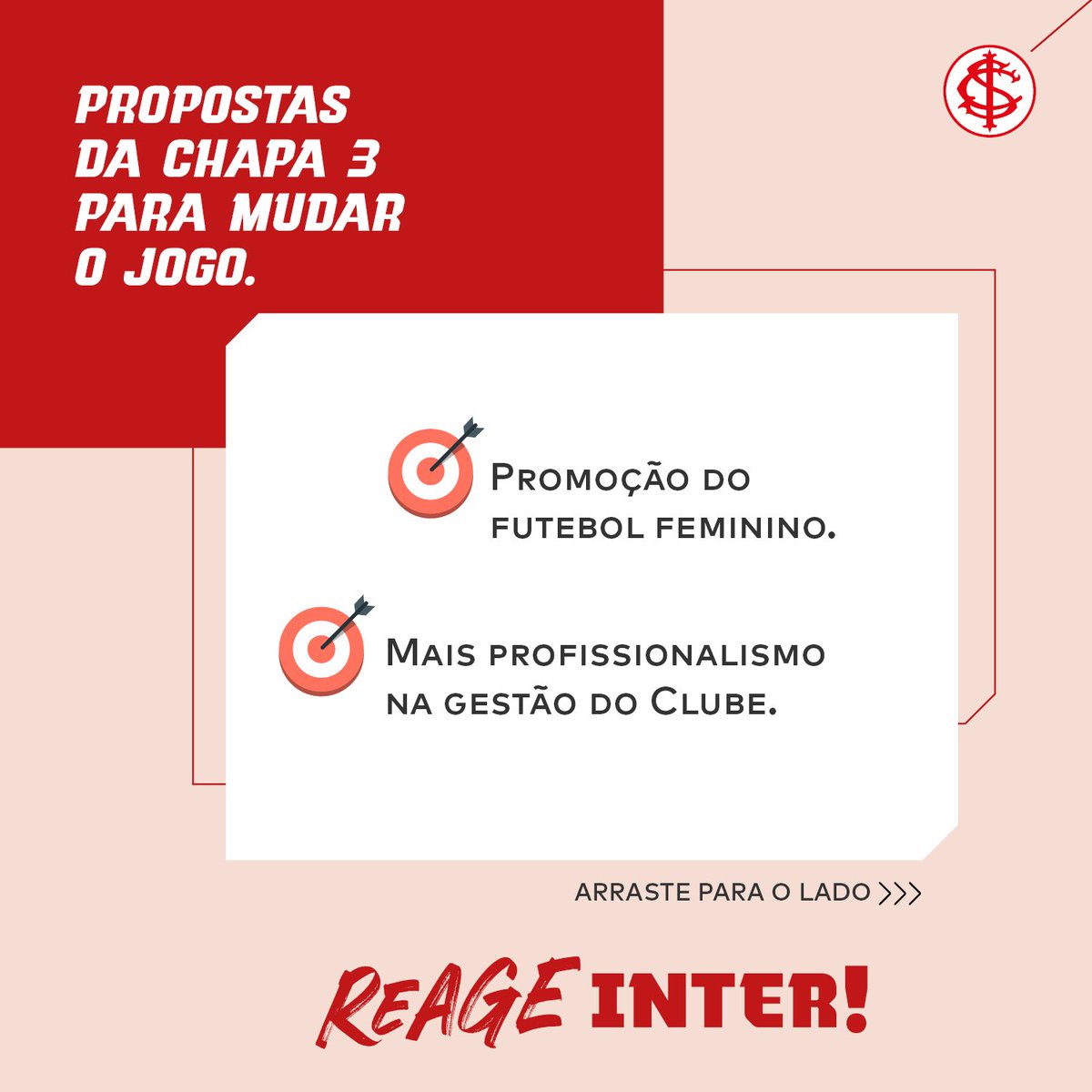 reageinter's tweet photo. Sócio(a) Colorado(a), o Inter precisa mudar e isso só será possível com a renovação do Conselho Deliberativo. 

A Chapa 03 está nessa disputa e conta com o seu voto para defender e viabilizar propostas que coloquem o Inter de volta ao caminho das vitórias. 

REAGE, INTER! 💪 https://t.co/D1lOdCXD3s