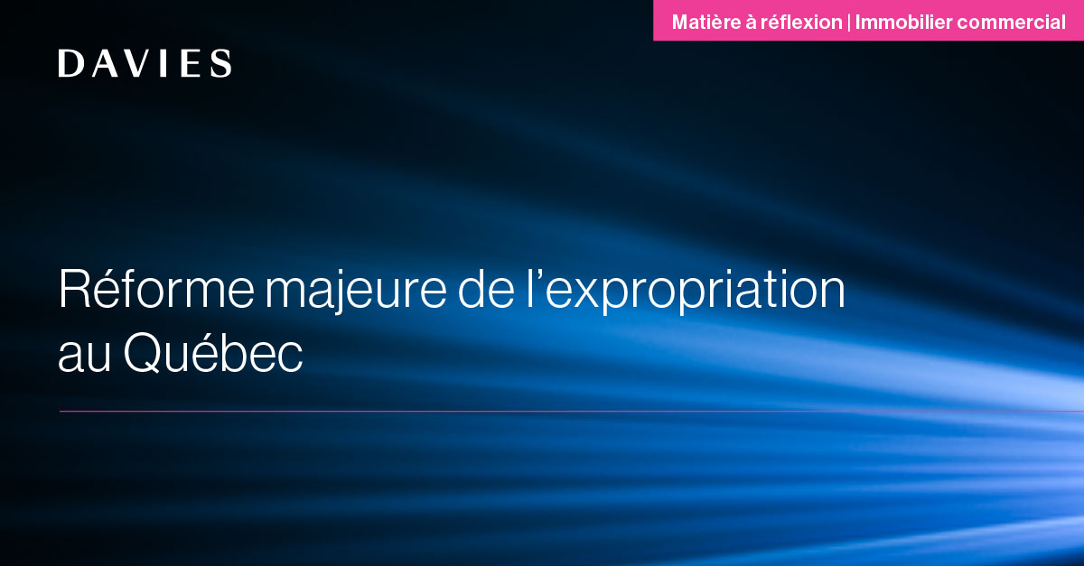 Le gouvernement du Québec a récemment adopté une loi qui aura d’importantes répercussions sur les indemnités payables aux expropriés.

Lire le bulletin complet : ow.ly/pMMB50QfHxj

#immobiliercommercialchezDavies #immobiliercommercial #Loisurlexpropriation #expropriation