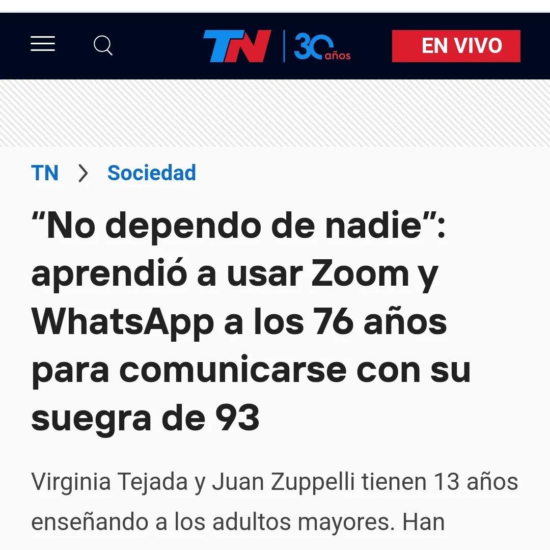 ClicMayores's tweet photo. ♾️ Compartimos nuestro agradecimiento a la Sra. Periodista @AxaPv  Axa Pacheco y a #TN @todonoticias  📰🗞️  por la publicacion de la Nota de Prensa sobre 👵🏻 el Programa #ClicMayores
https://t.co/fBWvmZxF07  Compartelo ✅️❤️
#personasmayores #virginiatejada #juanmanuelzuppelli https://t.co/KEOeWRedl5