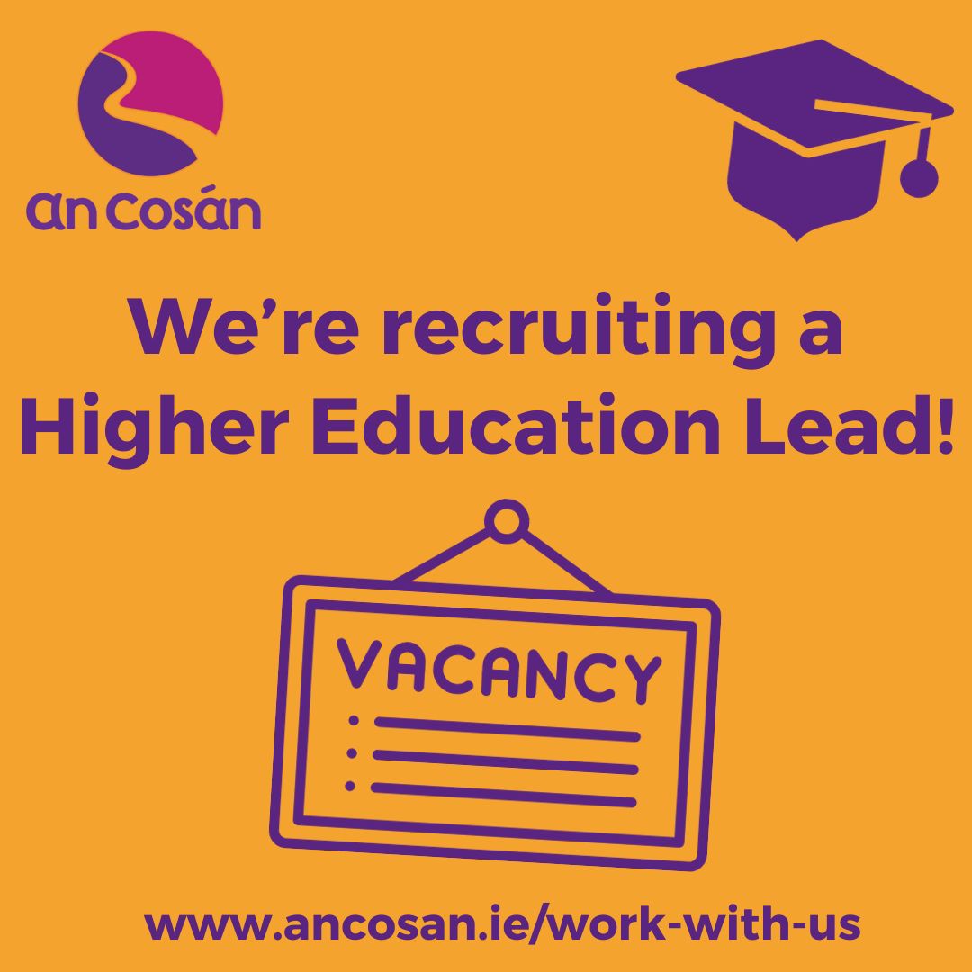 We have a vacancy for a dynamic #HigherEducation Lead with an in-depth understanding of curriculum development &amp; transformative pedagogical approaches

See our website for details >> ancosan.ie/work-with-us/

#IrishJobs #JobAlert #Vacancies #Recruitment #DublinJobFairy #JobFairy