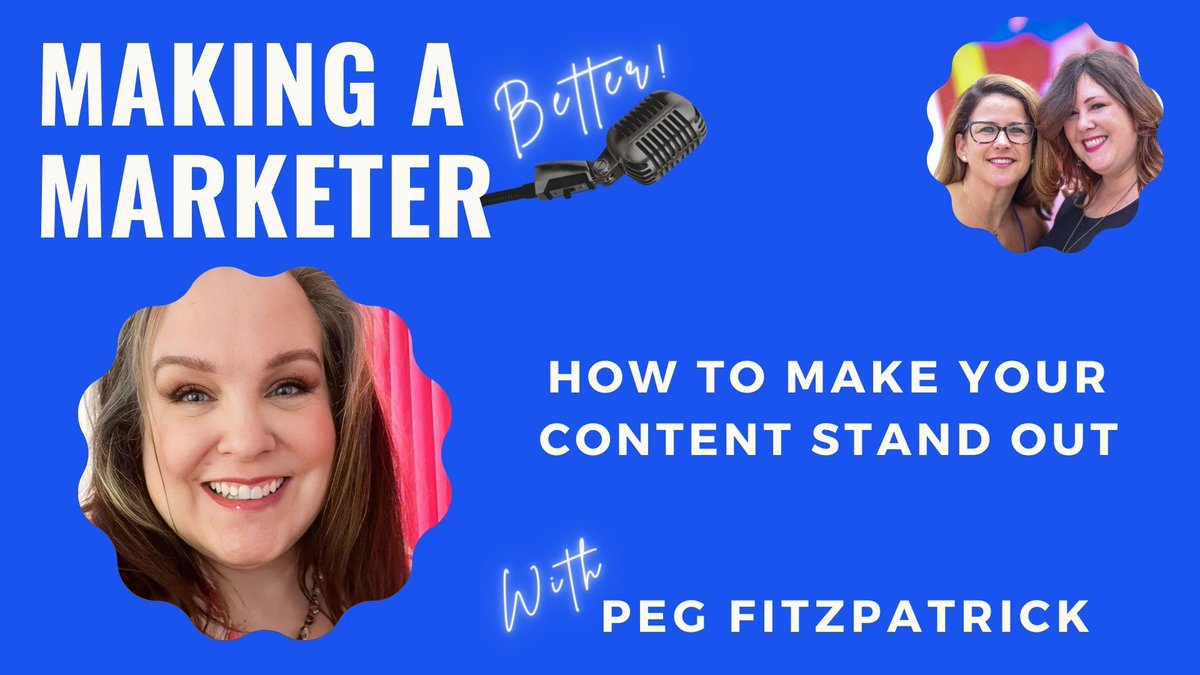 Making a Marketer ππ² (@makeamarketer) on Twitter photo ONE HOUR from now - 1pm PT / 4pm ET
<a href="/jencoleICT/">Jen Cole</a> & <a href="/meganpowers/">Megan Powers π₯ #EventProfs</a> get to interview <a href="/PegFitzpatrick/">Peg Fitzpatrick β¨</a> LIVE on Making a Marketer about how to make your content stand out. EARLY Christmas! We'll be on YouTube (link below) and on FB & LinkedIn.
π½οΈ bit.ly/MaMLIVE_YT139
#Podcast ONE HOUR from now - 1pm PT / 4pm ET
<a href="/jencoleICT/">Jen Cole</a> & <a href="/meganpowers/">Megan Powers π₯ #EventProfs</a> get to interview <a href="/PegFitzpatrick/">Peg Fitzpatrick β¨</a> LIVE on Making a Marketer about how to make your content stand out. EARLY Christmas! We'll be on YouTube (link below) and on FB & LinkedIn.
π½οΈ bit.ly/MaMLIVE_YT139
#Podcast