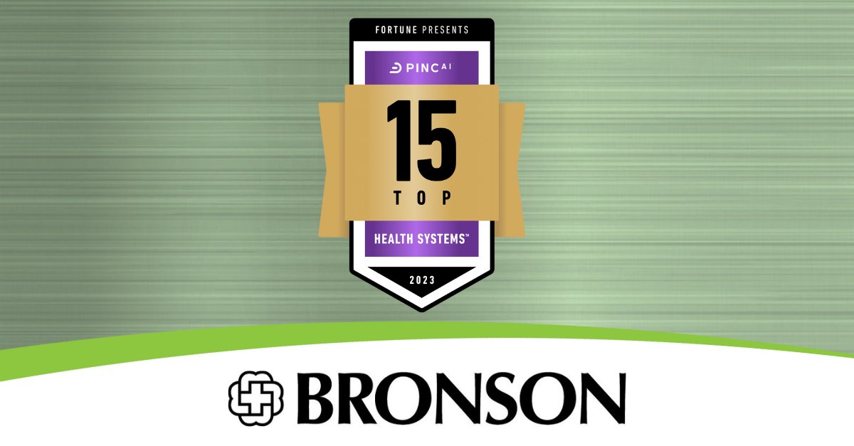 I am #BronsonProud! Bronson Healthcare has been named a Top 15 Health System - a national honor that recognizes the exceptional care provided by every person and every department across the Bronson Healthcare system. Congratulations, Team Bronson! bronsonhealth.us/top-15